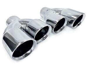 LEFT & RIGHT STAINLESS STEEL UNIVERSAL DUAL EXHAUST TIPS 3