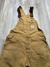 Carhartt Vintage Union Made In USA Canvas Double Knee Bib Overalls 34x32