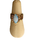 Gold Tone Size 8 Opal Look Rhinestone Detail Ring -MISSING 1 STONE