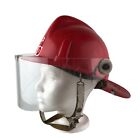 Vtg MSA Mine Safety Red Plastic Firefighter's Helmet with Plectron Face Shield
