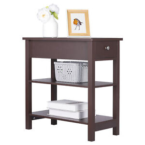 Home Wood Simple Luxury Style End Table with one Drawer 23.6 x 11.8 x 24