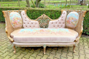 Timeless Elegance French Louis XVI Style Sofa with Beech and Trianon Green Frame