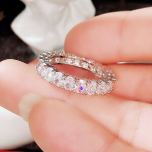Fashion 925 Silver Filled Ring Women Cubic Zircon Wedding Jewelry Sz 6-10