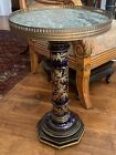 Antique French Cobalt Blue Ceramic Pedestal with Marble Top