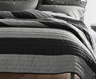 Pottery Barn Teen Rugby Stripe Quilt Black Grey Full Queen Open Box