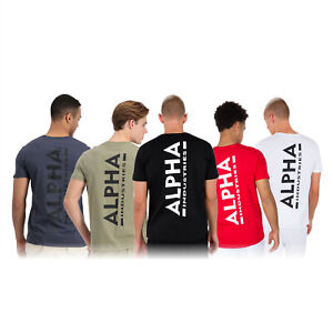 Alpha Industries Mens Backprint T Cotton Black White Red Grey Olive T-Shirt