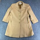 Larry Levine Trench Coat Womens 14 P Single Breasted Tan Cashmere Lambswool