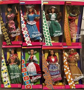 Barbie DOLLS OF THE WORLD Lot Of 8 Italian Kenyan Polynesian Dutch Irish + NRFB