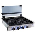 RecPro RV Built In Gas Cooktop | 3 Burners | RV Cooktop Stove Stainless w/ Cover