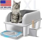 Enclosed Sides Stainless Steel Cat XL Litter Box Keep Litter In the Pan