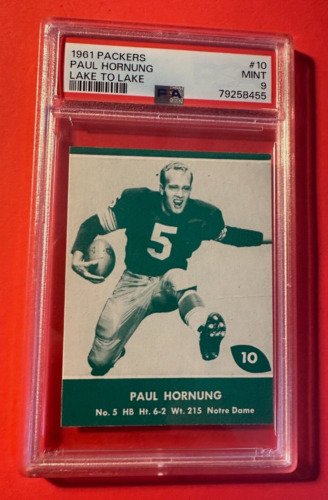 1961 Lake to Lake Packers #10 Paul Hornung Notre Dame PSA MINT 9 - SUPERB !!