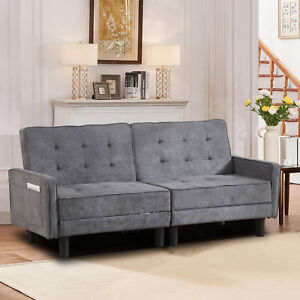 Modern Futon Sofa bed Faux Leather Convertible Sofa Couch Chair  for Living Room