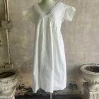 Antique Edwardian White Cotton & Lace Nightgown Mini Dress Puff Sleeve  Vintage