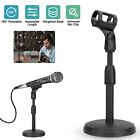 Adjustable Lifting Desktop Microphone Stand Mini Weighted Round Base w/ Mic Clip