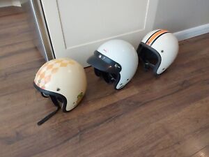 3 Vintage Bell RT Racing Motorcycle Helmet 7 1/4 White, Super Magnum Free Ship