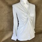 CAbi #147 Women’s MEDIUM Ruched Front Stretch Shirt Top White Blouse