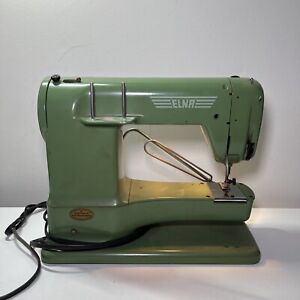 Vintage Elna Portable Green Supermatic Sewing Machine in Case 722010 Switzerland