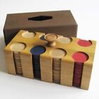 New ListingVintage Poker Chip Set Wood Chips Caddy Protective Cover