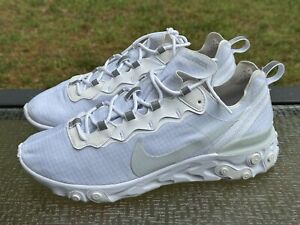 Nike React Element 55 Men’s Size 12 White Athletic Running Sneakers Shoes BQ6167