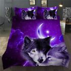 3D Wolf Animal Print Duvet Quilt Cover Bedding Set Single Double Queen Bed Linen