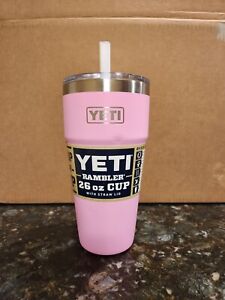 Yeti Power Pink Rambler 26 oz Stackable Cup w/Straw Lid Brand New