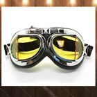 Motorcycle Pilot Aviator Goggles Vintage Retro Style Cruiser Scooter Yellow Lens