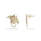 Gorgeous 14k Gold Manta Ray Earrings with Diamond Studs - Maui Divers Jewelry