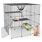 Extra Large Cat Cage Indoor Cat House w/ 2 Ladders 3 Platforms 2 Doors Cat Crate