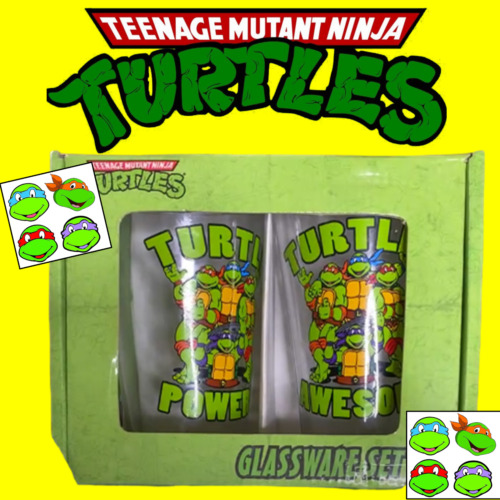 Teenage Mutant Ninja Turtles Glassware Set 2013 TMNT Drinking Glass New Worn Box