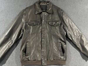 Levi’s Men’s Leather Bomber Jacket XL Brown Distressed Soft Full Zip