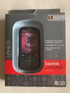 SanDisk Sansa Fuze+ Black 8GB Digital Media MP3 WMA Player SDMX20R-008GK-A57 NEW