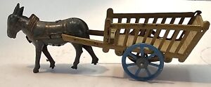 German Tin Penny Toy Mule Donkey pulling cart wagon Meier ?