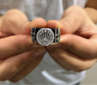 925 Silver Crown Design Real Moissanite Men's Ring 14k White Gold Plated