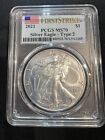 2021 Type 2  American Silver Eagle PCGS MS70 - First Strike - Flag Label-