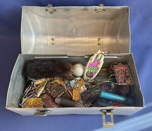 New ListingJunk Drawer Lot (70 Pcs) Various Keychains And Vintage Aluminum Lunch Box
