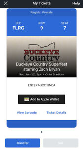 New ListingFloor G Row9 Seat7  Buckeye Country Superfest: Zach Bryan 6/22/24 Columbus, OH