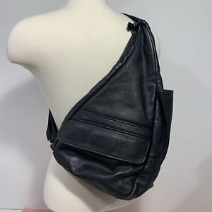 Ameribag Healthy Back Bag Black Leather Large Crossbody Sling