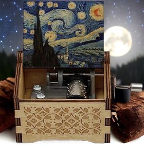 NEW “Starry Starry Night” Handmade Hand Crank Wood Music Box