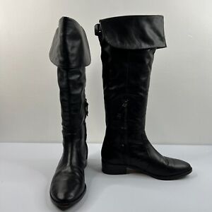 BCBG MAXAZRIA Riding Boots Womens Sz 9B/39 Black Leather Knee High