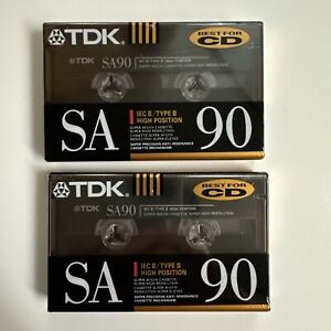 2 *NEW* TDK SA 90 IEC II Type II High Position High Resolution Cassette Tapes