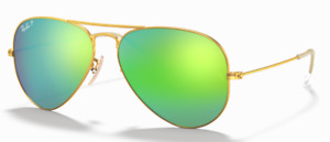 Ray-Ban Aviator Polarized Mirrored Green Lens Sunglasses RB3025 112/P9 58