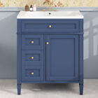 30'' Bathroom Vanity with Top Sink, Storage Cabinet Drawers and a Tip-out Drawer