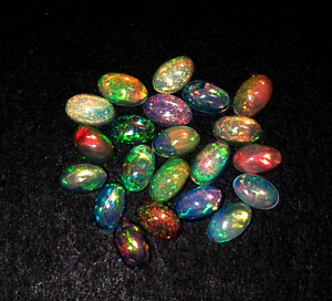 Natural Ethiopian Opal Oval Cabochon Loose Gemstone Lot 22 Pcs 3*5 MM 3.70 CT
