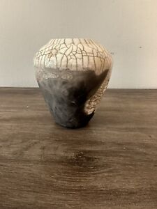 Raku Studio Art Pottery Vase.  Made In USA. 5”T