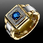Two Tone 925 Silver & Gold Plated Ring Men Cubic Zircon Ring Sz 6-12