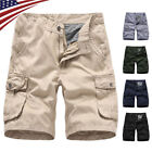 Mens Cargo Combat Shorts Casual Work Wear 100% Cotton Cargo Half Pants Outdoor C