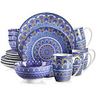 vancasso MANDALA Blue Dinnerware Set Porcelain 16-Piece Plate Bowl Service for 4