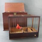 Antique TRAVELING BIRD CAGE - Dovetailed Mahogany Carrying Case BOX - 1800's