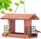 Solution4Patio Cedar Bird Feeder w/ 2 Suet Holders - Wooden Hanging Birdfeeder