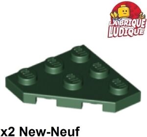 LEGO 2x Wing Wedge Flat 3x3 Cut Corner Dark Green/Dark Green 2450 NEW